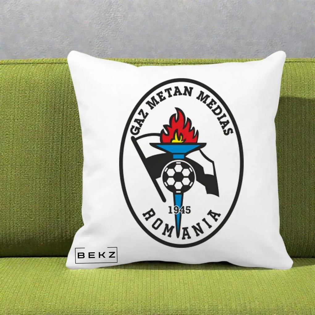 Perna Personalizata Gaz Metan Medias 1945 Fotbal, 40x40 cm, Alba Mata, Husa Detasabila, Perna Inclusa, BEKZ®