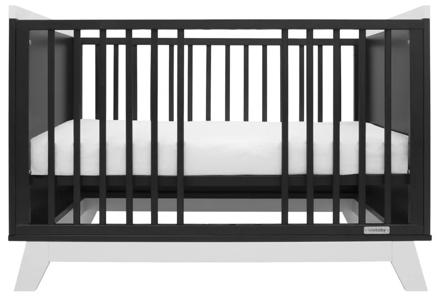 New Baby Crib Marcus, negru/alb