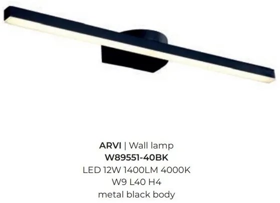 Aplica de perete LED pentru oglinda sau tablou ARVI negru 12W