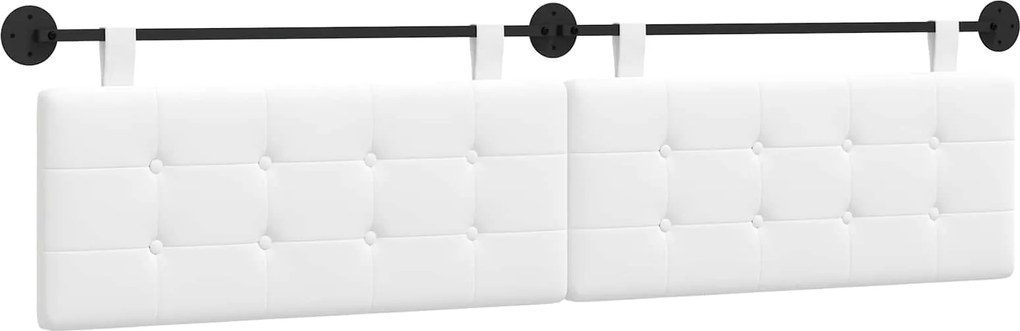 vidaXL Cap de pat suspendat Pe perete Alb 210 x 55 x 5 cm țesătură