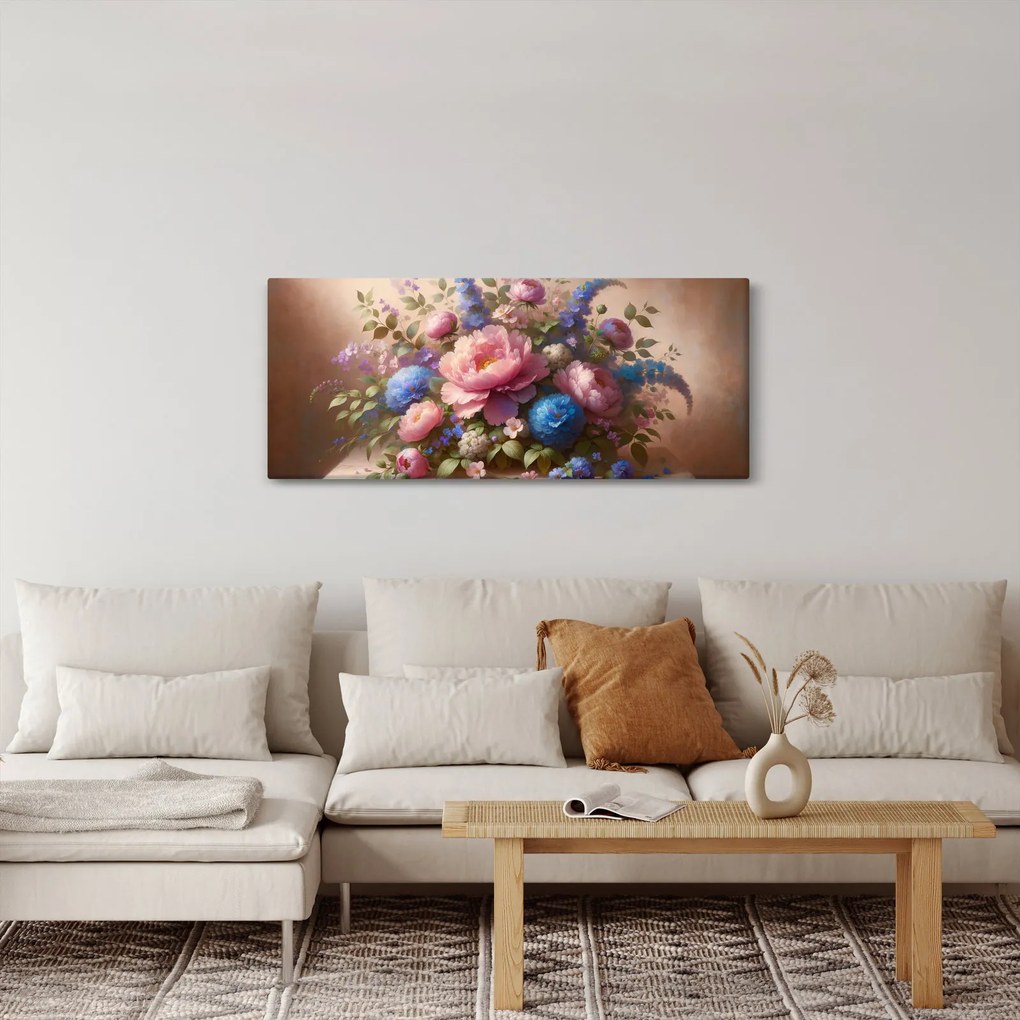 Tablou - Masă plină de flori (120x50 cm)