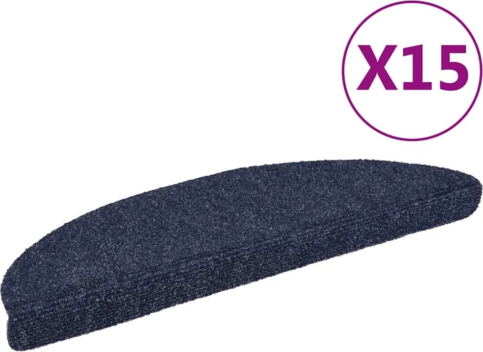 vidaXL Covorașe autoadezive pentru scări, 15 buc., 56x17x3 cm, semirotunde, albastre