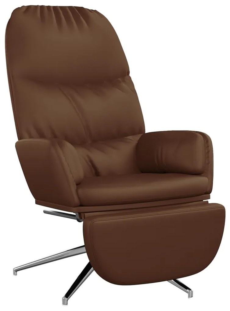 3097374 vidaXL Scaun de relaxare cu taburet, maro lucios, piele ecologică