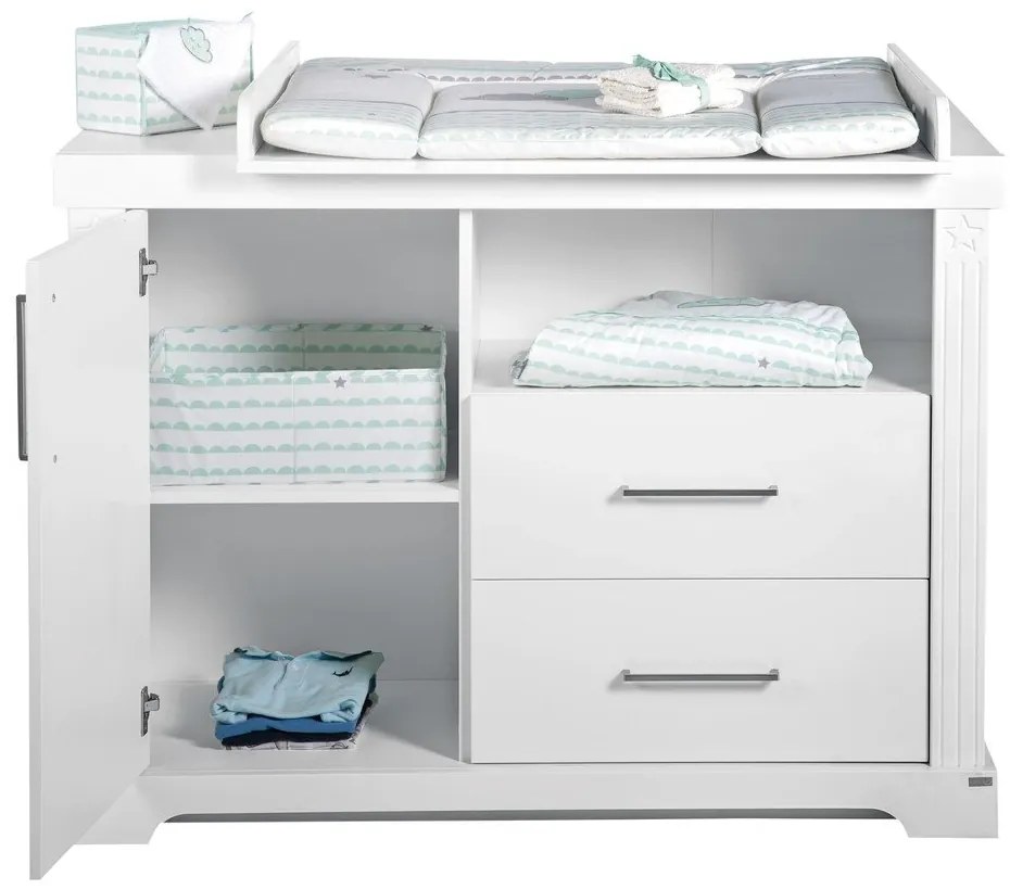 Comodă de copii albă joasă cu masă de schimbat 120x98 cm Maxi – Roba