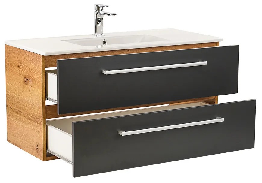 Dulap inferior Vario Clam 100 cu lavoar stejar-antracit