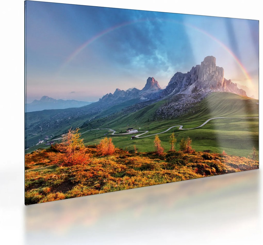 Tablou pe sticlă cu curcupeu deasupra stâncilor (70x50 cm)