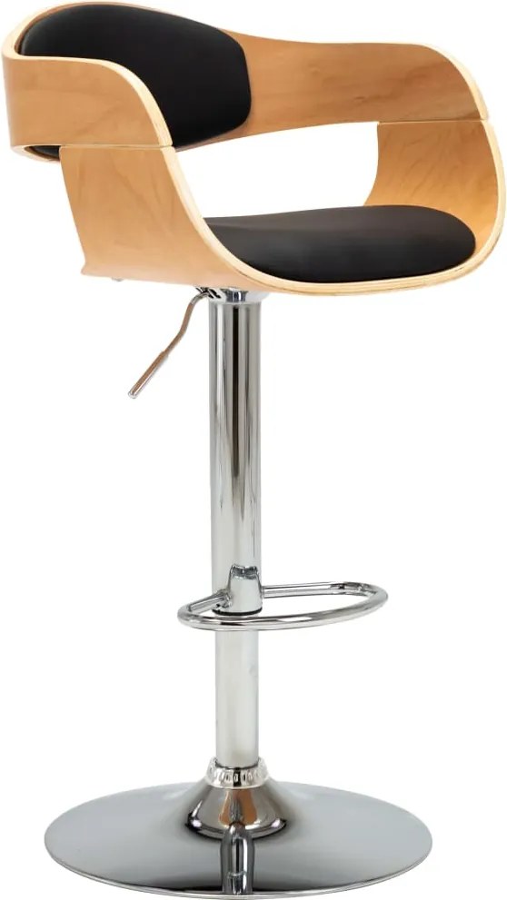 vidaXL Scaun de bar, negru, lemn curbat și piele ecologică