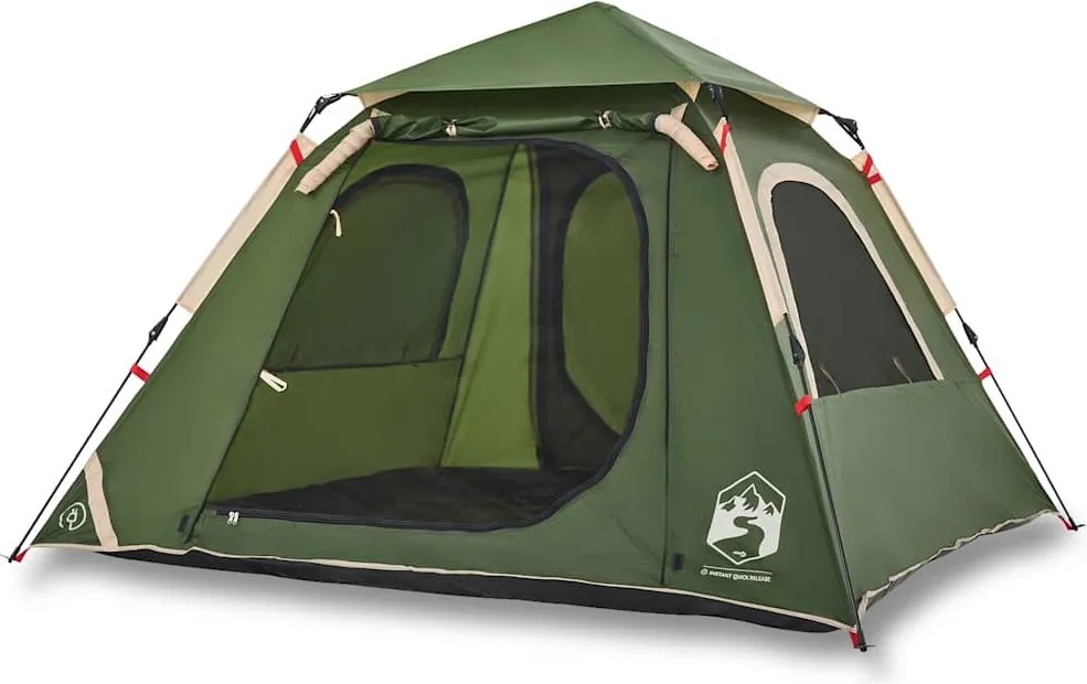 vidaXL Cort de camping cupolă 4 persoane, setare rapidă, verde