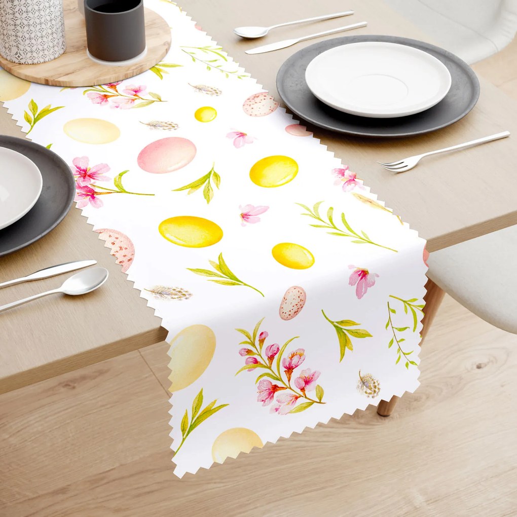 Goldea napron de masă teflonat de paște - ouă de paște cu flori 35x120 cm
