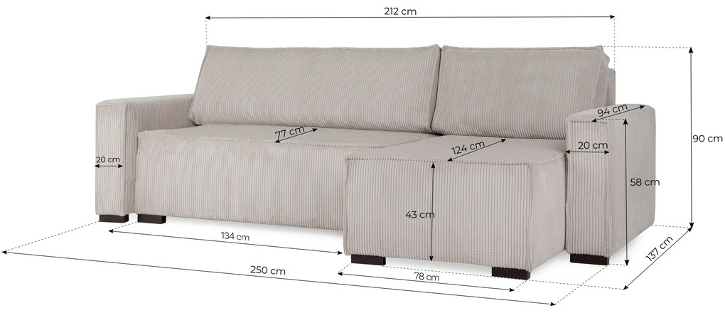 Canapea extensibila cu colt bilateral Culoare Negru, SMART