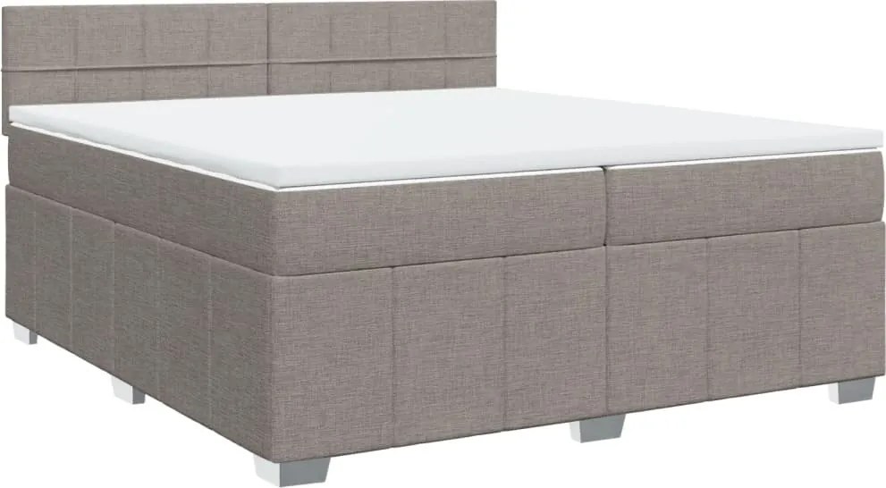 vidaXL Pat box spring cu saltea, gri taupe, 200x200 cm, textil