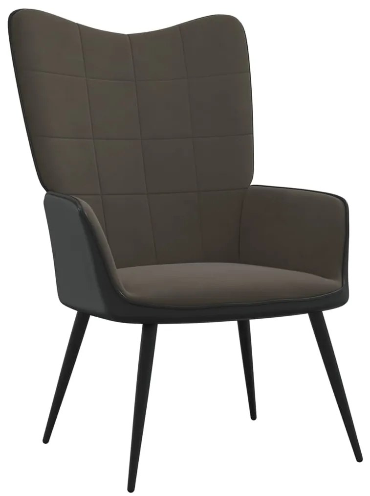 327810 vidaXL Scaun de relaxare, gri închis, catifea și PVC