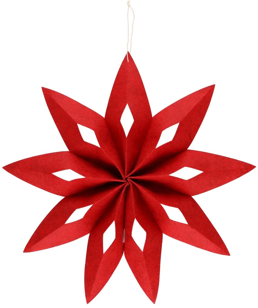 Stea de Crăciun din fetru, roșie, Ø 50 cm