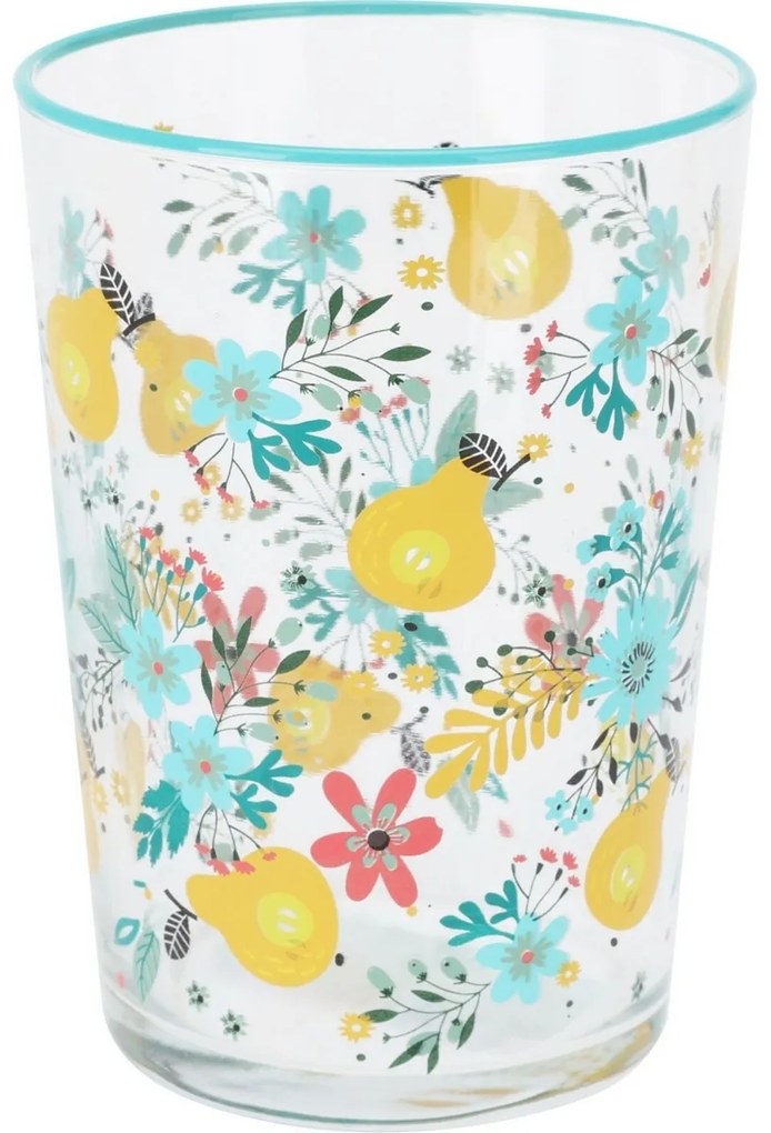 Set 4 pahare Flowers & Fruits 510 ml , albastru