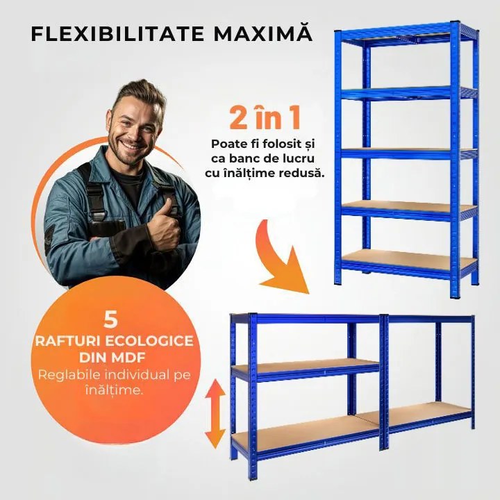 Raft cu capacitate mare HEAVY, max. 875kg, 90x40x180cm, albastru Monzana