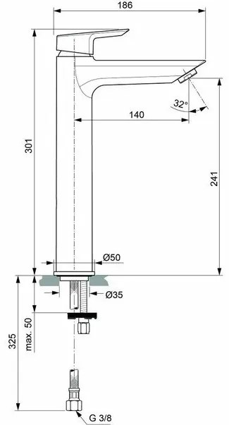 Baterie lavoar Ideal Standard Tesi inalta fara ventil