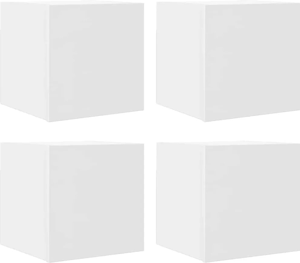 vidaXL Dulapuri TV montaj pe perete, 4 buc., alb, 30,5x30x30 cm
