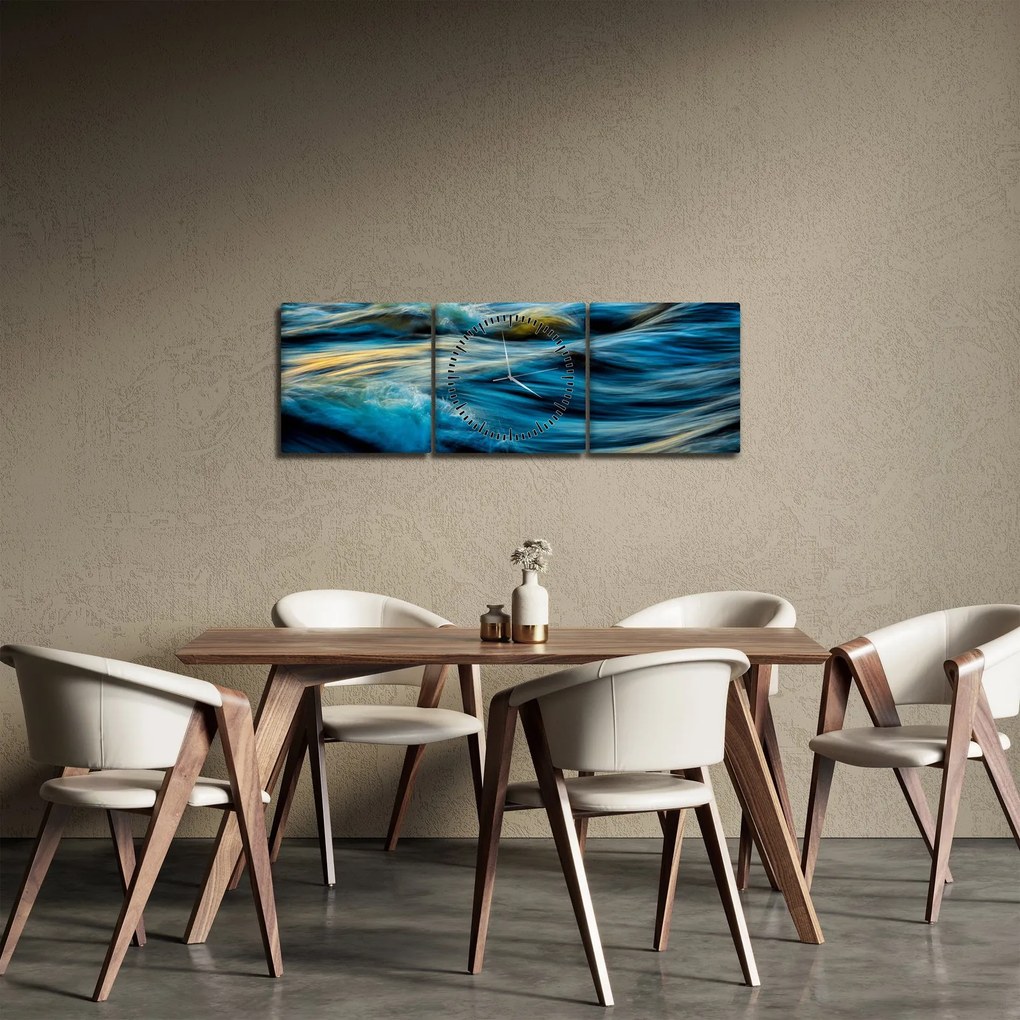 Tablou - Valuri (cu ceas) (90x30 cm)