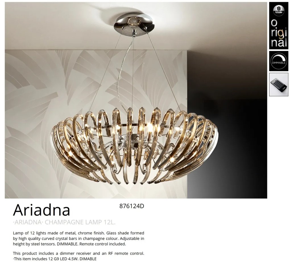 Lustra LED dimabila cu telecomanda 66cm ARIADNA champagne SV-876124D