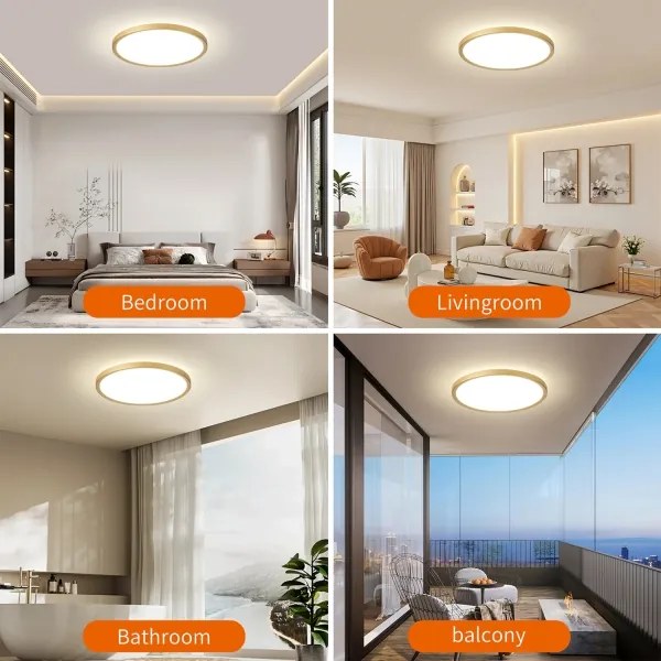 Brilagi - Lampă LED ULTRA SLIM pentru baie, 24W/230V, Ø 42 cm, auriu, IP54