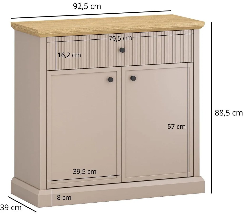 Comodă Indices 2 (taupe + stejar pietros) . 1116869