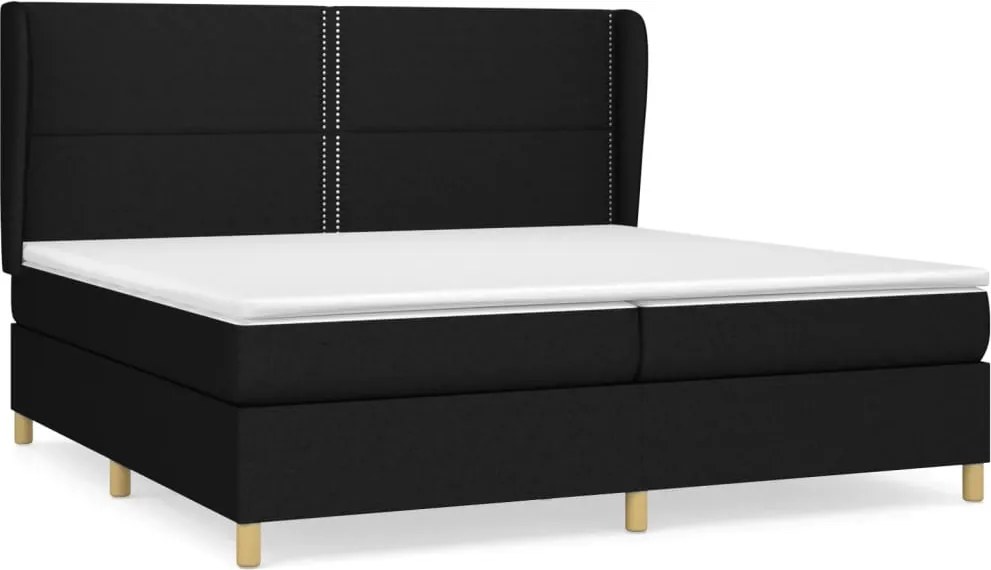 vidaXL Pat box spring cu saltea, negru, 200x200 cm, textil