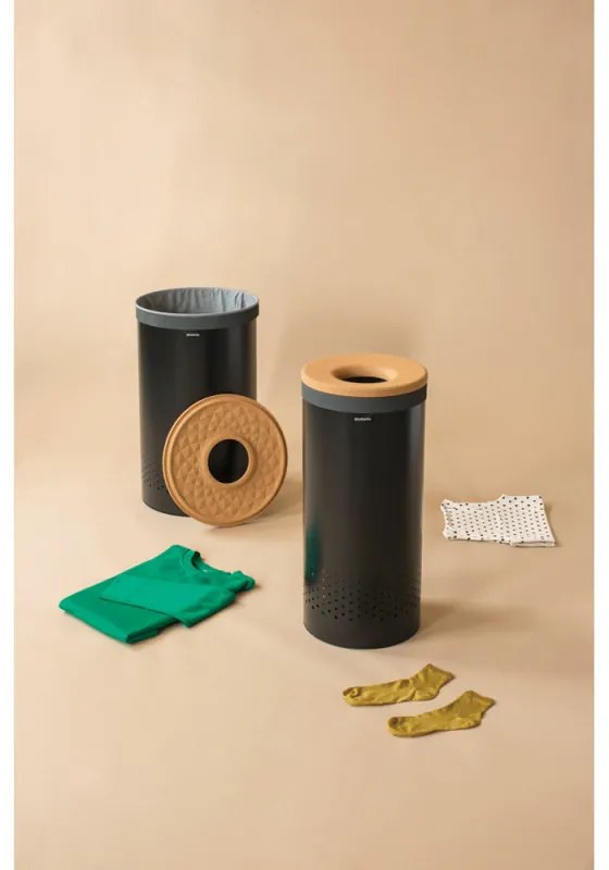 Cos de rufe Brabantia 1000825, 35 L, Capac de pluta, Umplere fara deschidere, Gauri ventilatie, Negru