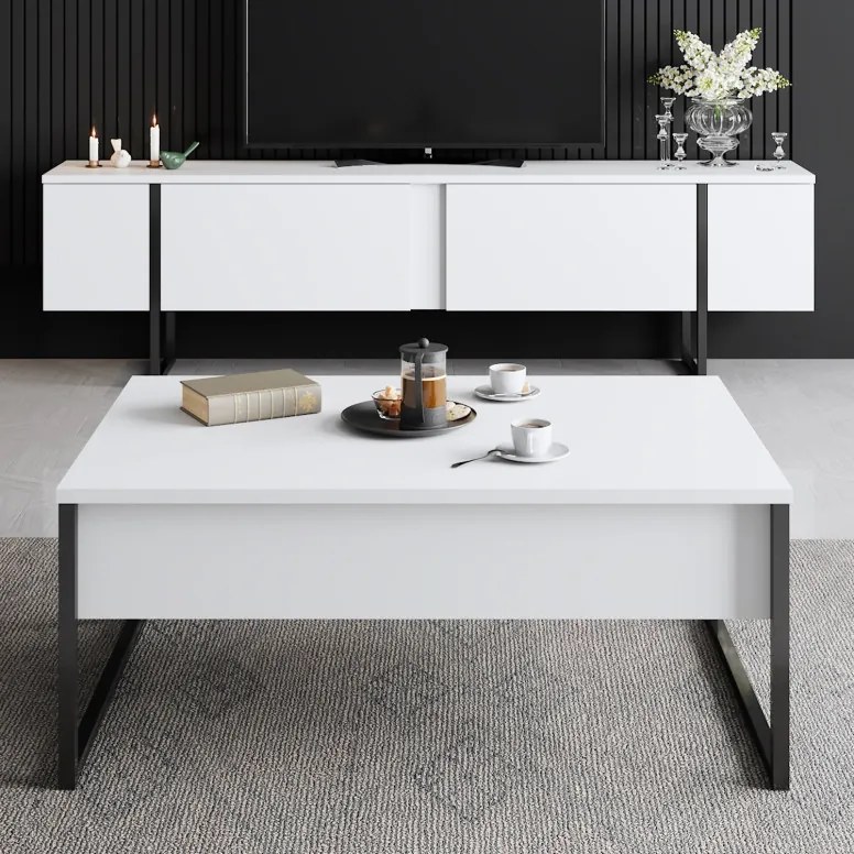 Set de mobilier pentru living Luxe, Alb Negru