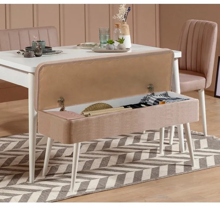 Set mobilier sufragerie Vlasta 1 (alb + gri) (pentru 4 persoane). 1073071