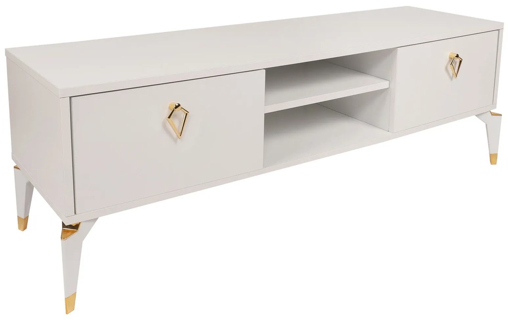 Comoda TV Posh, Alb - Maro inchis, 143 x 47 x 40 cm