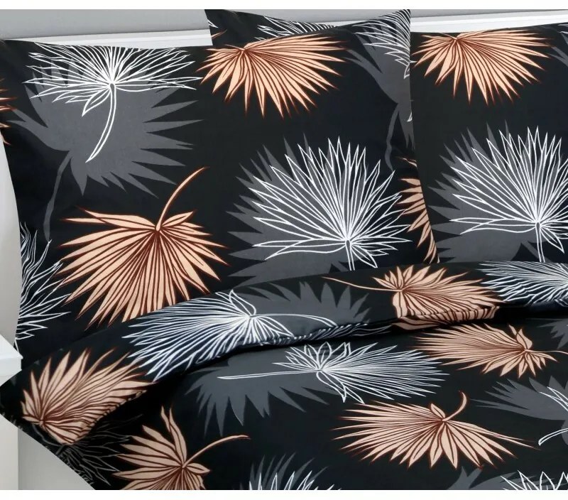 Bellatex Lenjerie de pat din bumbac Palm Leafnegru, 140 x 200 cm, 70 x 90 cm