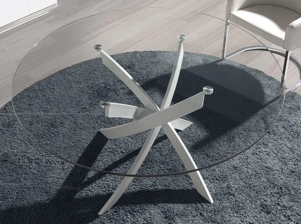 Masa rotunda design modern Veola alb, 120cm