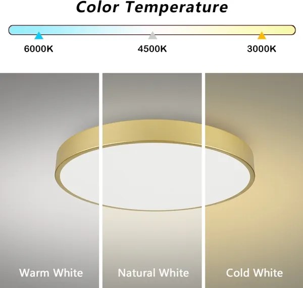 Brilagi - Plafonieră LED POOL, 100 W, 230 V, 3000/4500/6000 K, diam. 80 cm, finisaj auriu