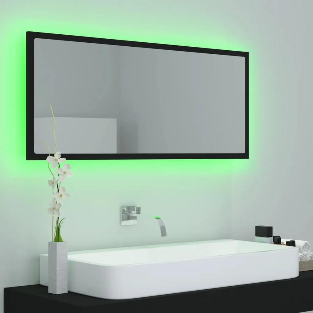 Oglinda de baie cu LED, negru, 100x8,5x37 cm, lemn prelucrat Negru