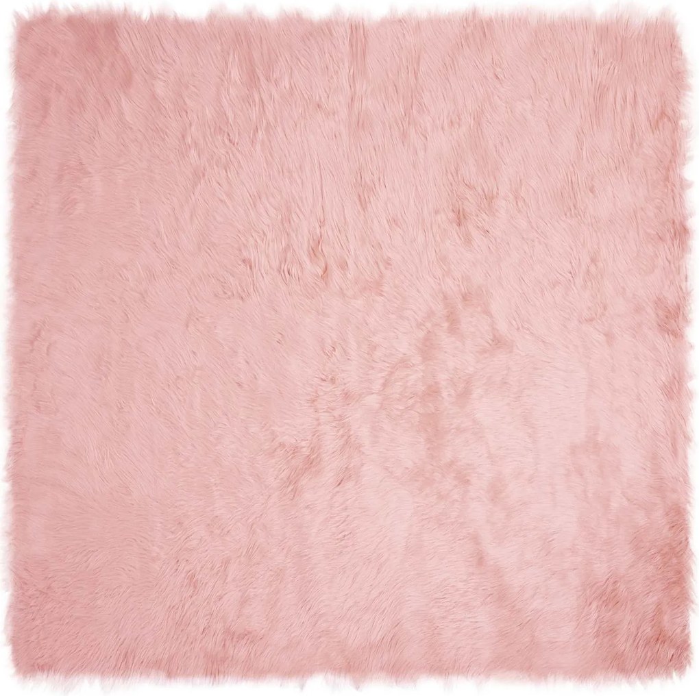 vidaXL Covor din Lână Faux Tafalla Roz 120 x 120 cm Poliester