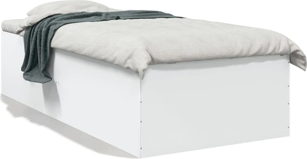 vidaXL Cadru de pat, alb, 75x190 cm, lemn prelucrat