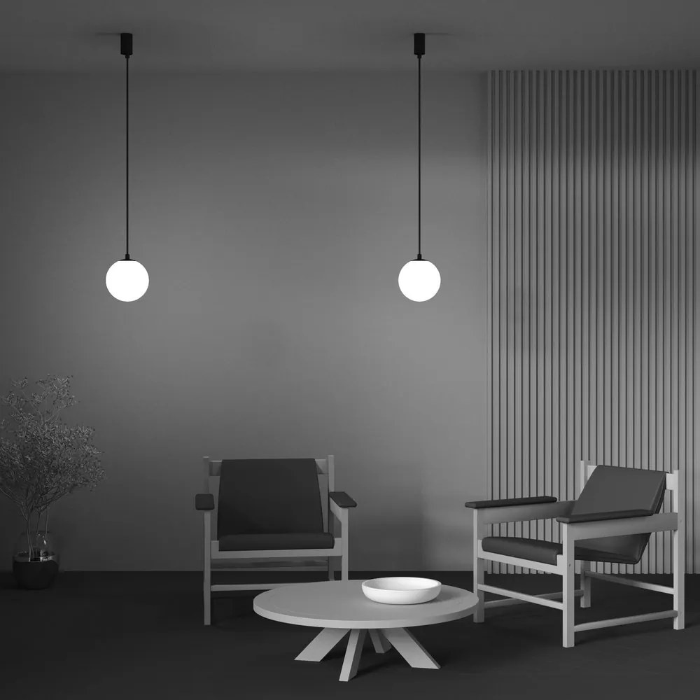 Pendul LED design tehnic Luna negru, 3000K