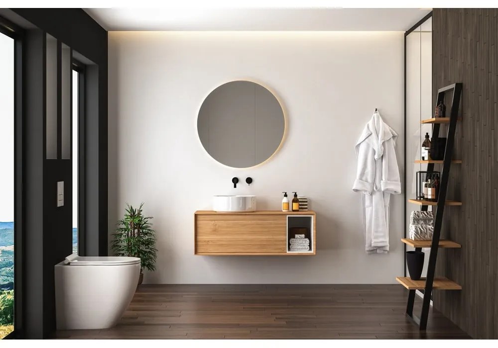 Oglindă de perete cu led ø 100 cm Luna – Mirrors and More