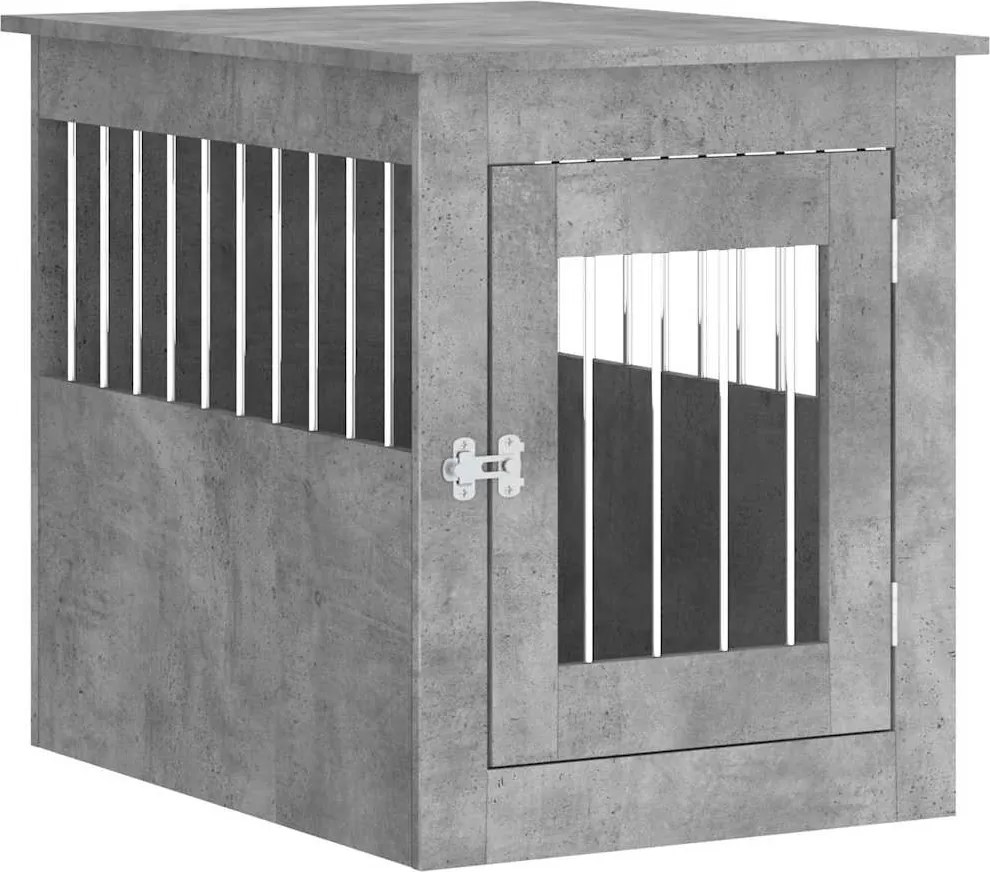 vidaXL Ladă pentru câini, gri beton, 55x75x65 cm, lemn compozit
