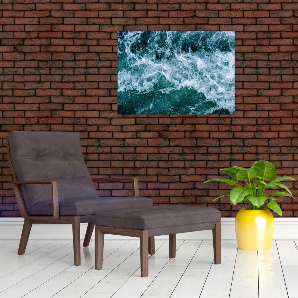 Tablou pe sticlă - Valuri oceanice (70x50 cm)