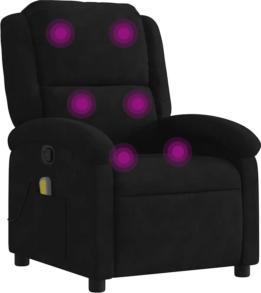 vidaXL Fotoliu de masaj rabatabil, negru, catifea