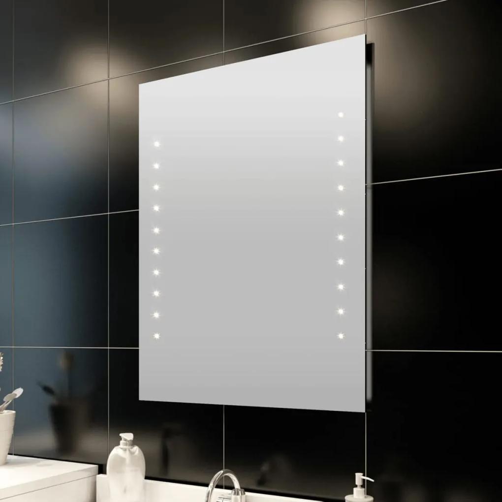 Oglinda de baie de perete, cu lumini LED, 60 x 80 cm   L x i) 1, Argintiu, 60 x 80 cm