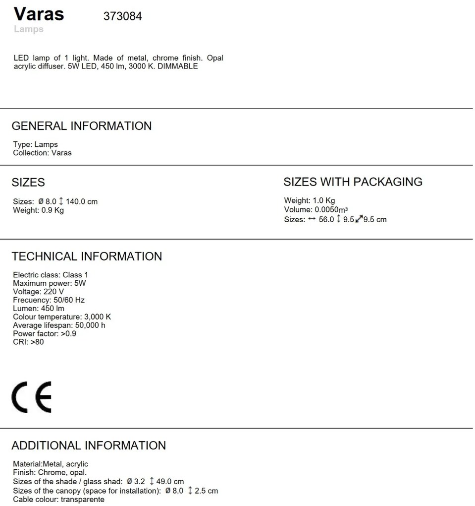 Pendul LED dimabil design modern minimalist Varas crom SV-373084