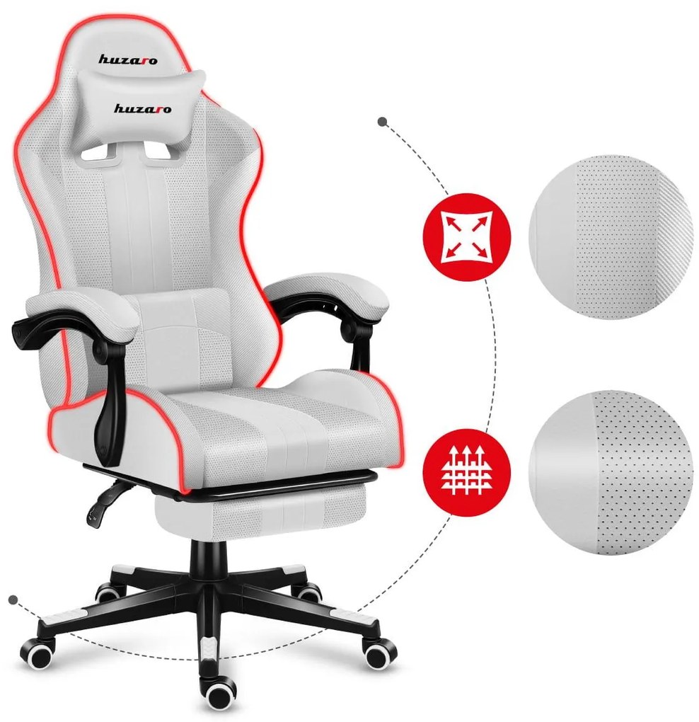 Fotoliu gaming Fusion 4.7 (alb + multicolor) (cu iluminat LED). 1087480