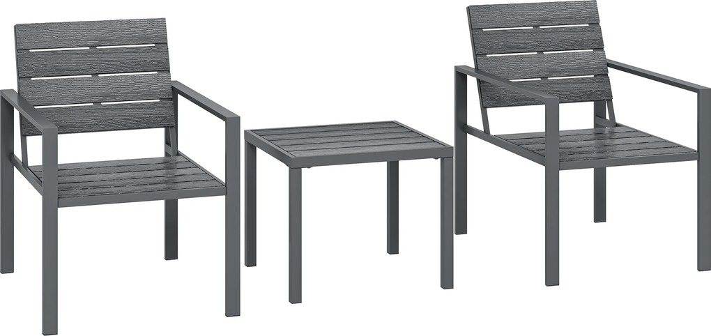 Outsunny Set Bistro Grădină 3 Piese pentru 2 Persoane, Masă și Scaune de Exterior cu Cadru Metalic, Mobilier din Plastic pentru Terasă | Aosom Romania