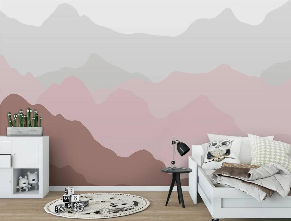 Fototapet - Conturile dealurilor - roz (254x184 cm), în 8 de alte dimensiuni noi