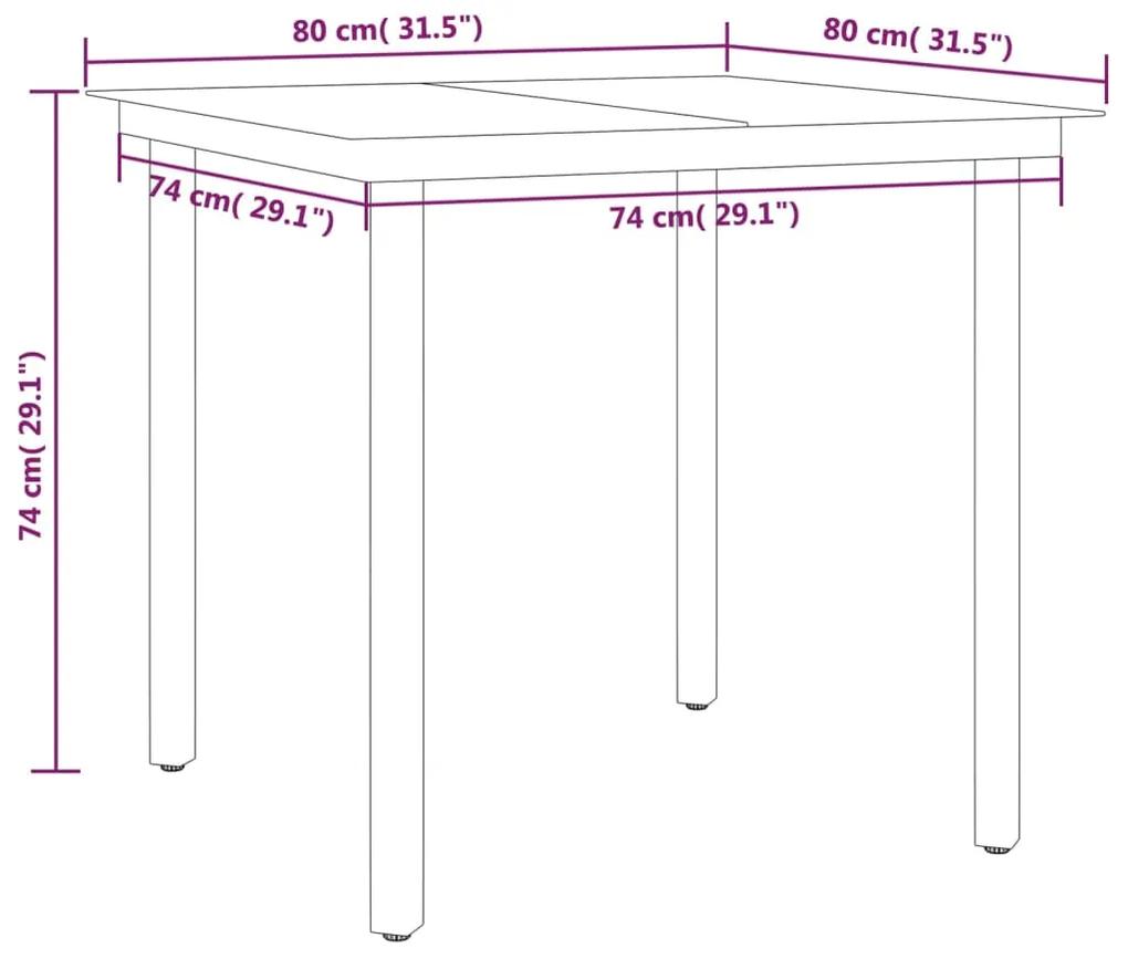 Set de masa pentru gradina, 5 piese, negru negru si gri, Lungime masa 80 cm, 5