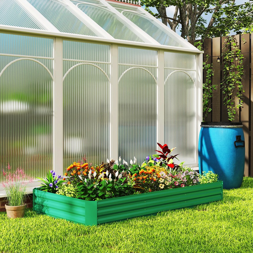 Outsunny Jardiniere de exterior, cadru galvanizat pentru cultivare cu margine de siguranță și fund deschis 240 x 120 x 30 cm verde | Aosom Romania