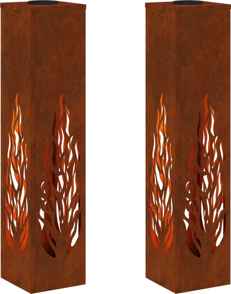 vidaXL Lumină LED Solară pentru Alei 2 pcs Ruginit