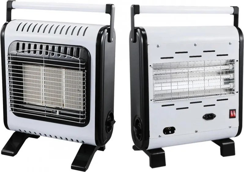 Soba de încălzire pe gaz și electricitate Elite EGERH-1422, 3800 W, 2 trepte, aprindere piezoelectrică, sisteme ODS și FFD, până la 15 l, roți, alb/negru